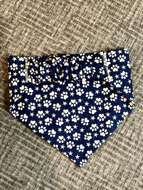 Navy Paw Print Stars Doggy Bandana