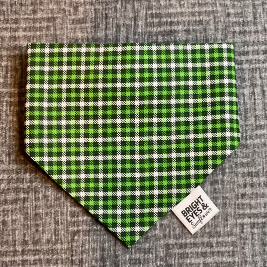 St. Patrick's Day Green Plaid Doggy Bandana