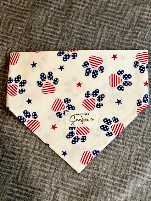 Patriotic Paw Print Doggy Bandana