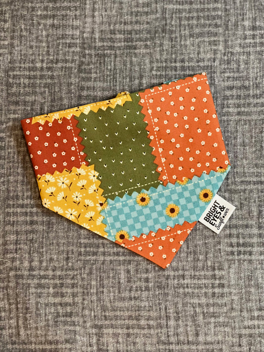 Golden Sunflower Patchwork Scrunchie Doggy Bandana