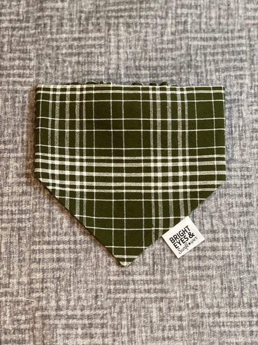 Evergreen Tartan Plaid Scrunchie Doggy Bandana
