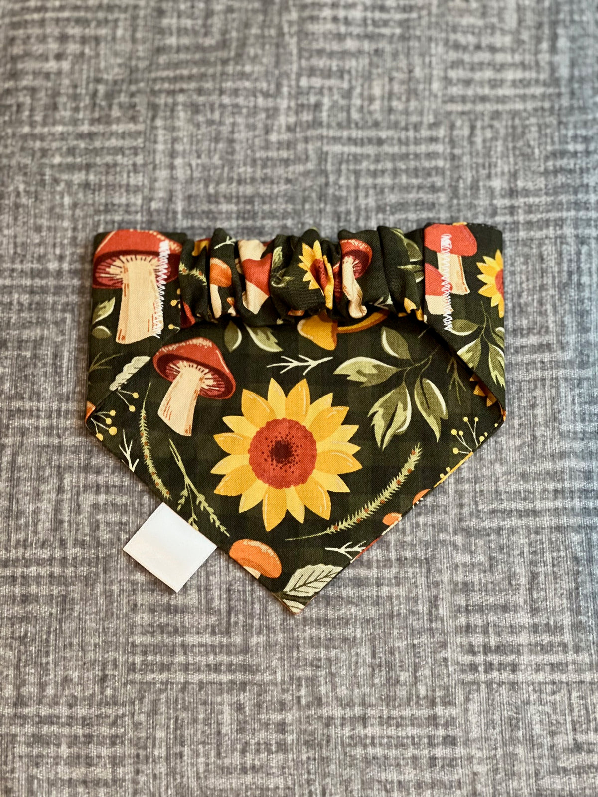 Woodland Toadstool & Sunflower Scrunchie Doggy Bandana