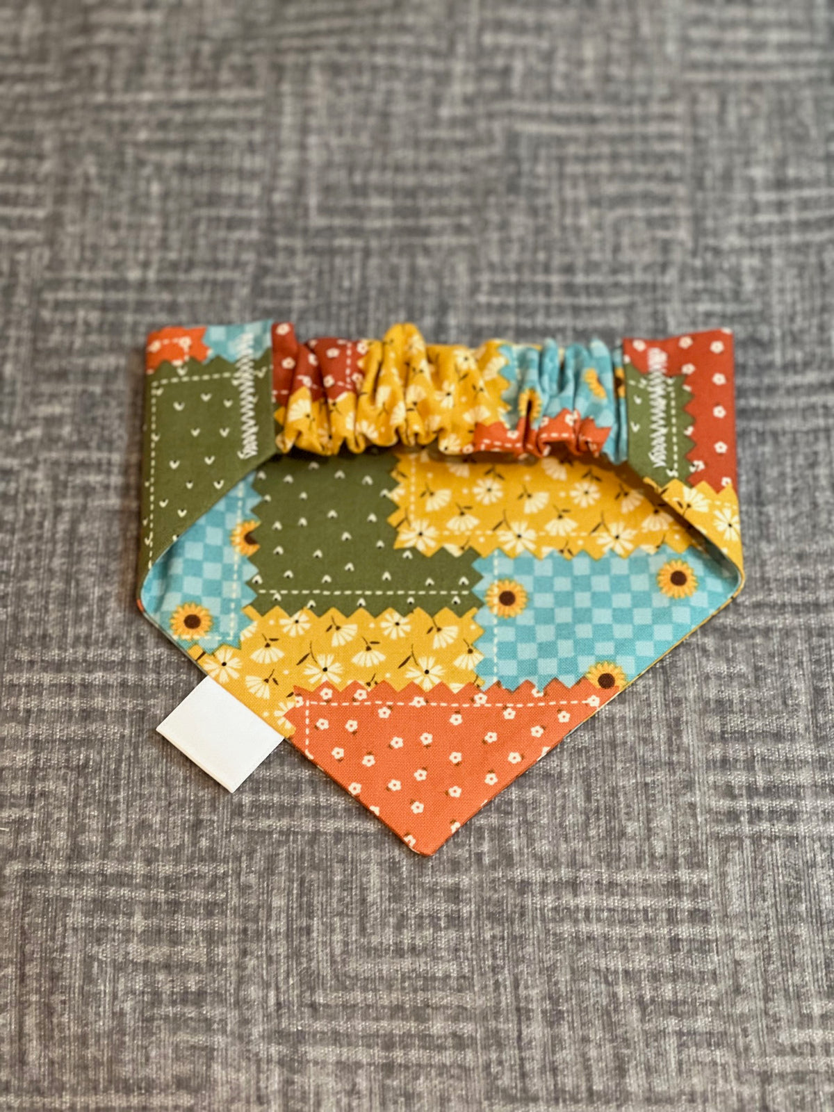 Golden Sunflower Patchwork Scrunchie Doggy Bandana