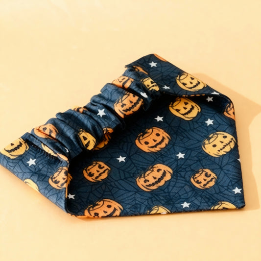 Cobweb Pumpkin (Black) Scrunchie Doggy Bandana
